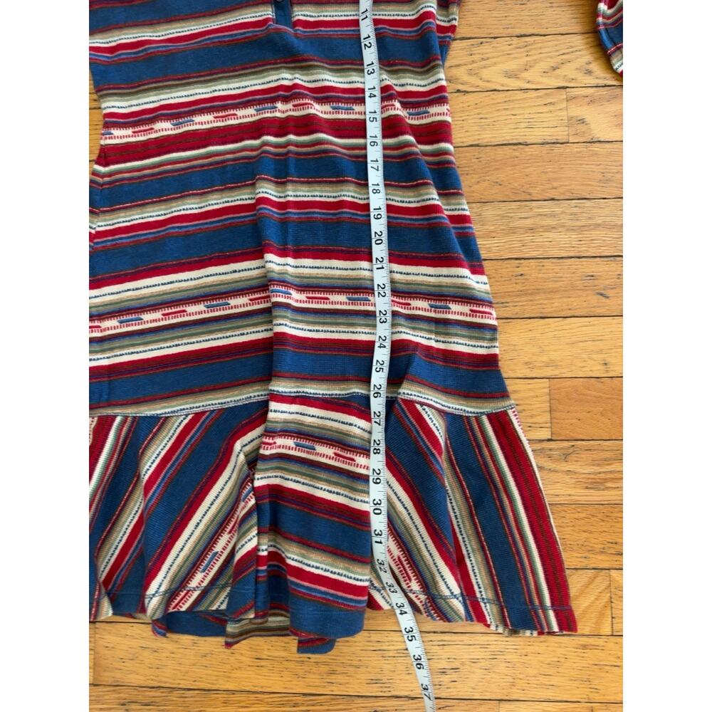 Lauren Jeans Co Ralph Lauren L Striped Henley Tunic Dress Waffle Knit Boho - Picture 5 of 6